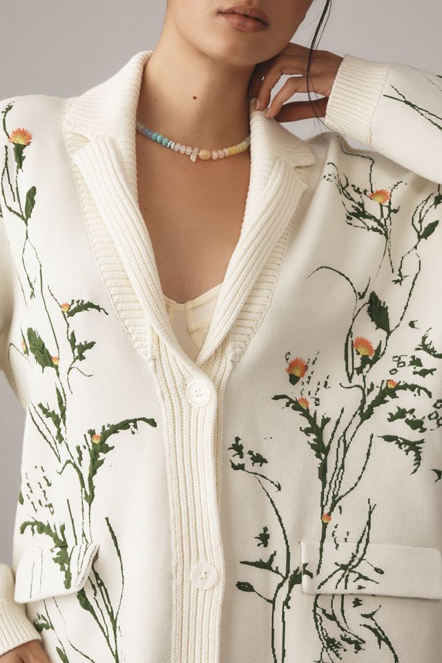 By Anthropologie Floral Open-Front Cardigan Sweater #2