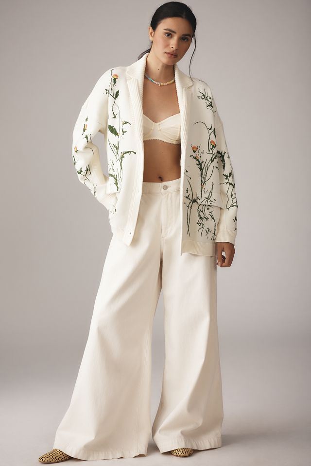 By Anthropologie Floral Open-Front Cardigan Sweater #3