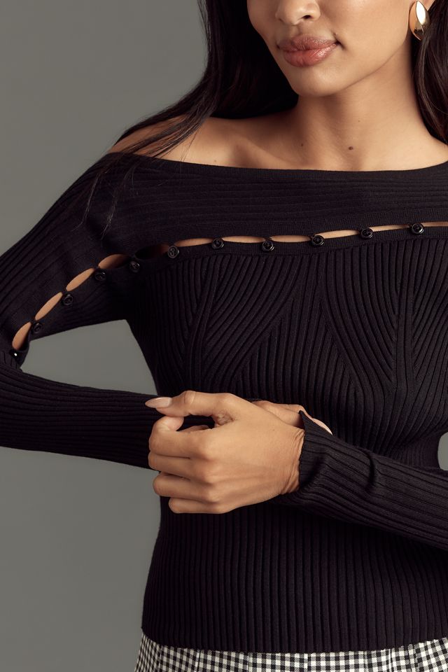 By Anthropologie Ribbed Button-Detail Sweater #2
