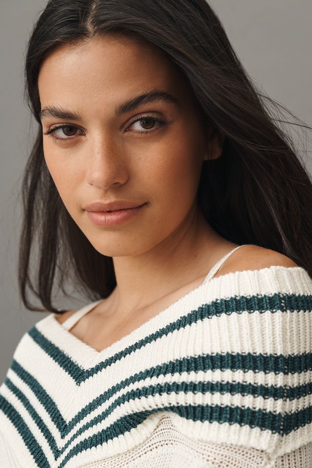 Maeve Off-The-Shoulder V-Boatneck Sweater #1