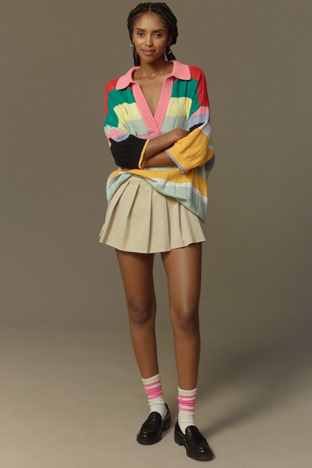 Maeve Collared V-Neck Short-Sleeve Rugby Sweater #3