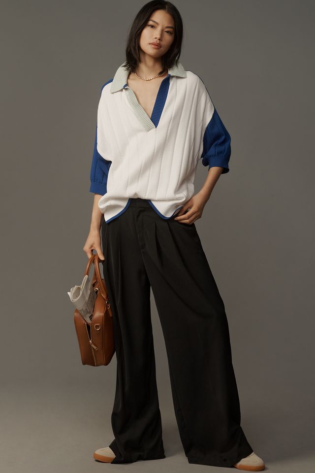 Maeve Collared V-Neck Short-Sleeve Rugby Sweater #2