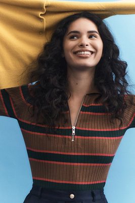Shop Maeve Short-sleeve Quarter-zip Polo Sweater In Multicolor
