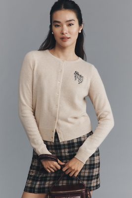 By Anthropologie The Juliet Cashmere Cardigan Sweater In Sand