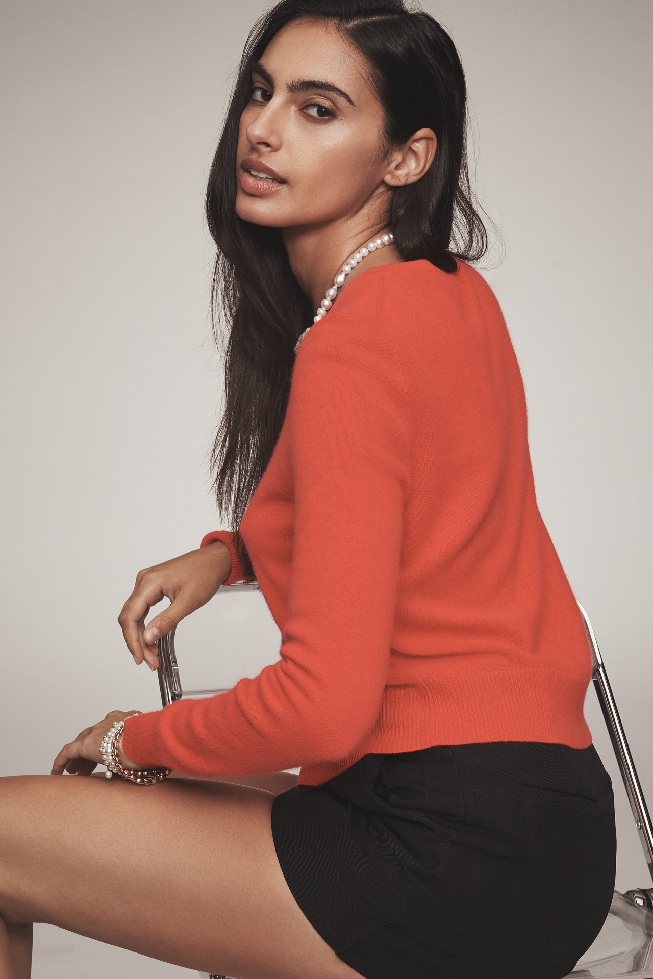 The Juliet Cashmere Crew-Neck Cardigan Sweater
