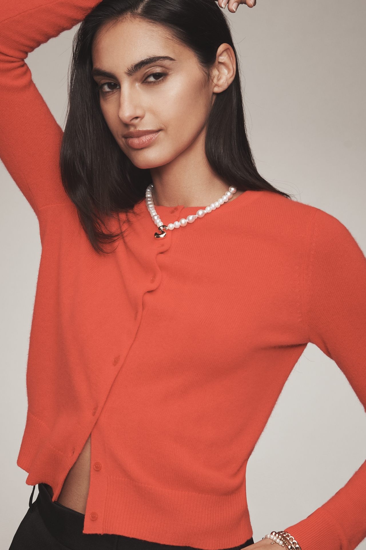 The Juliet Cashmere Crew-Neck Cardigan Sweater
