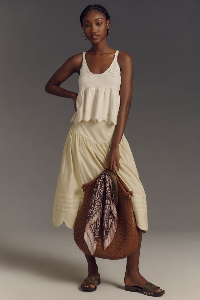 By Anthropologie Scalloped Babydoll Pointelle Sweater Tank #3