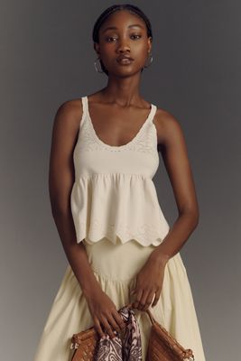 By Anthropologie Scalloped Babydoll Pointelle Sweater Tank