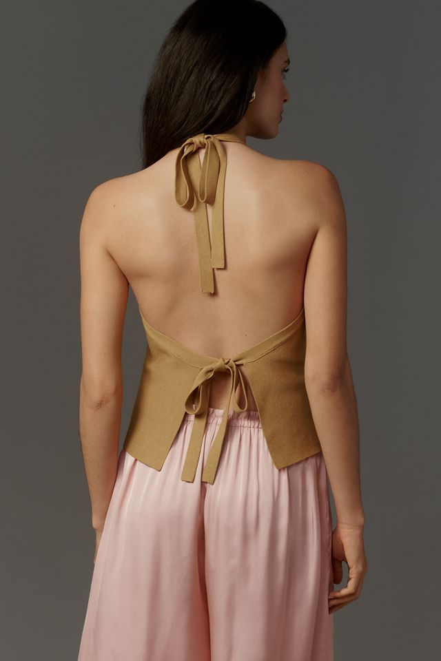 By Anthropologie Halter Open-Back Sweater Tank #4