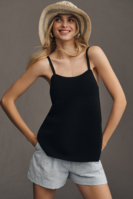 By Anthropologie Structured Sweater Swing Tank Top In Black