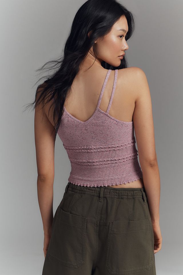 By Anthropologie Knit V-Neck Linen Blend Tank Top