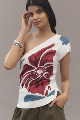 Shop Maeve One-shoulder Sweater Tank Top In Multicolor