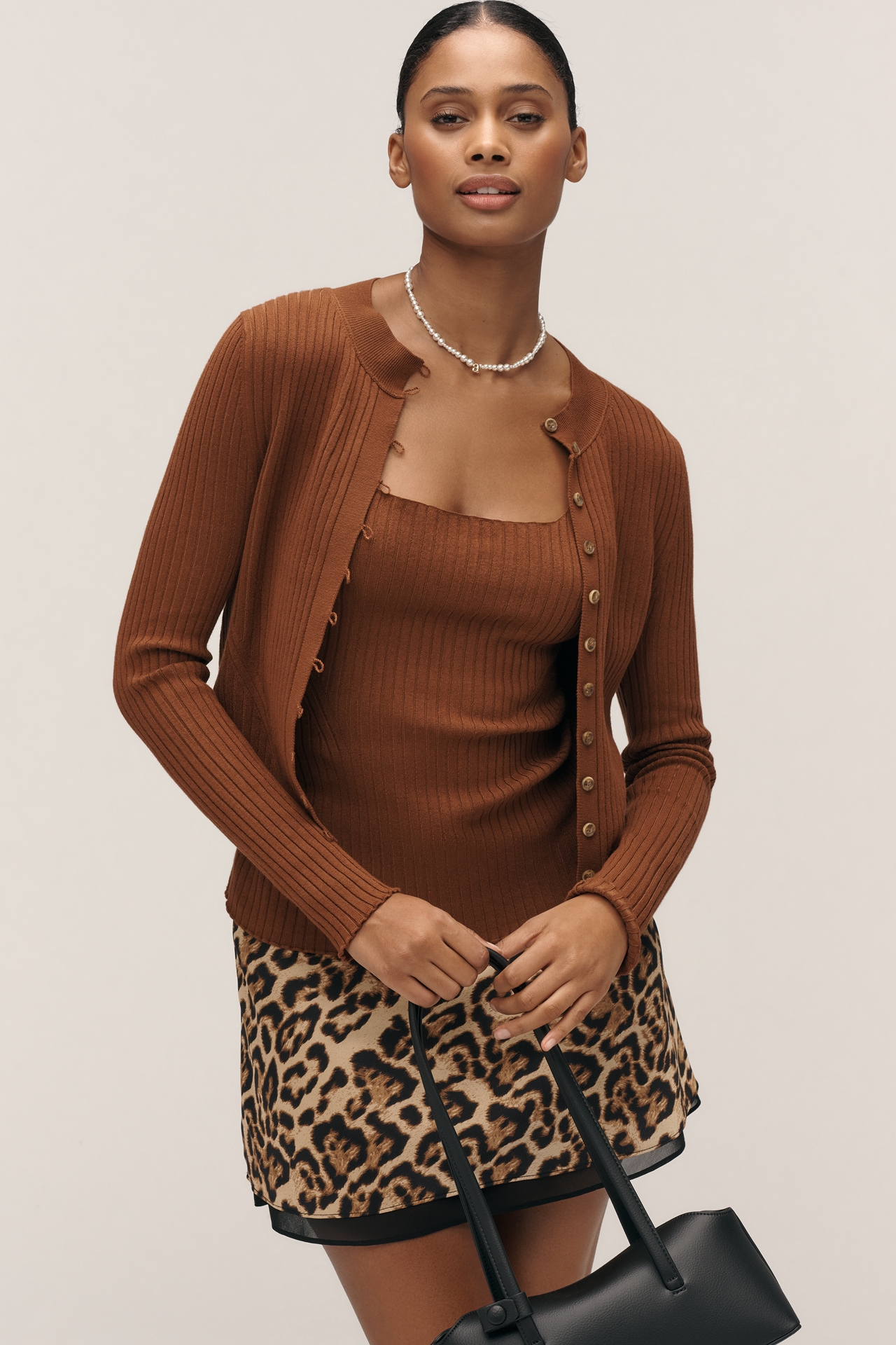 Maeve Ribbed Crew-Neck Cardigan Sweater