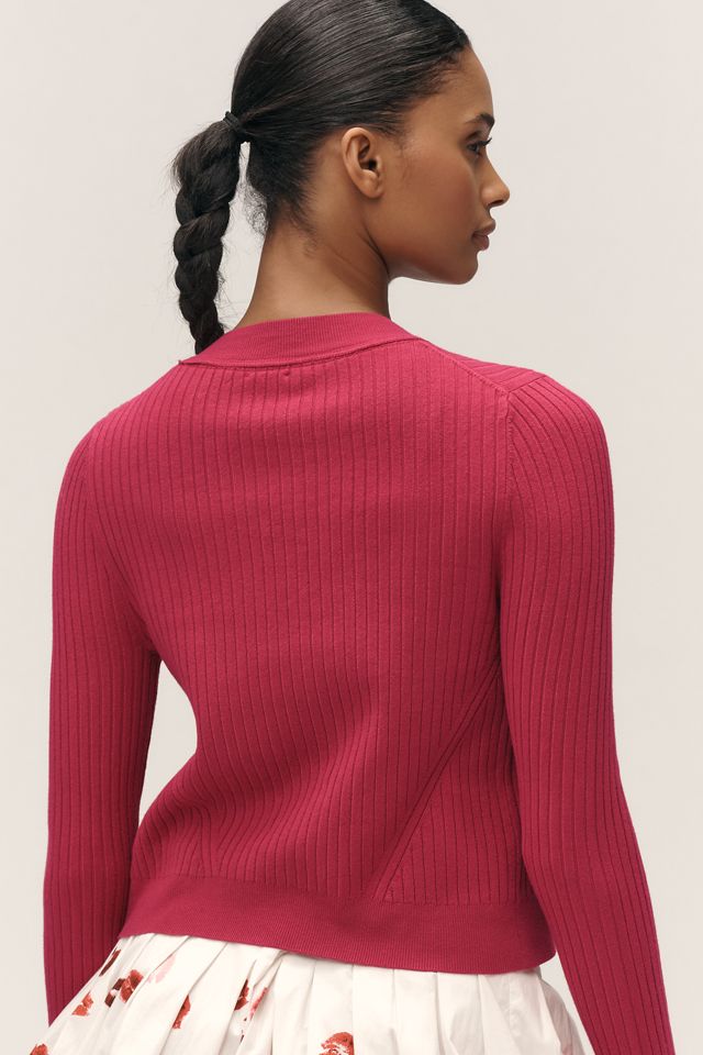 Maeve Ribbed Crew-Neck Cardigan Sweater #2