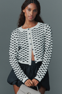 Maeve 3d Bow Embroidered Cardigan Sweater In White