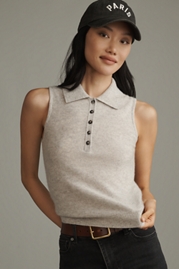 Pilcro Cashmere Blend Polo Sweater Tank