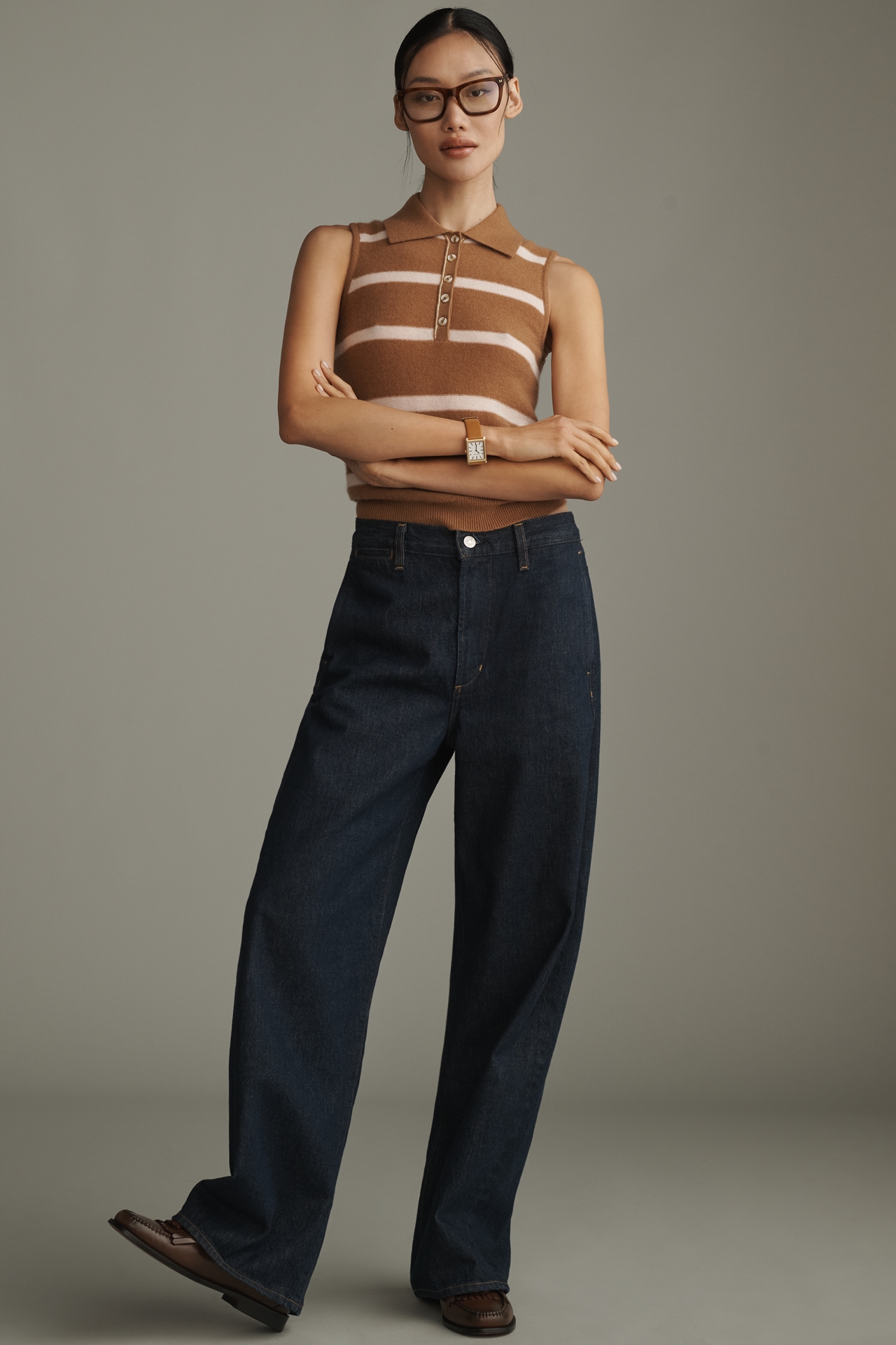 Pilcro Cashmere Blend Polo Sweater Tank