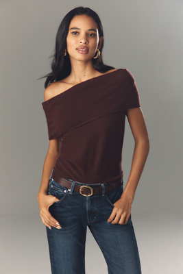 Haut en tricot cachemire col bateau en Brown taille: XS chez Anthropologie - Pilcro - Modalova