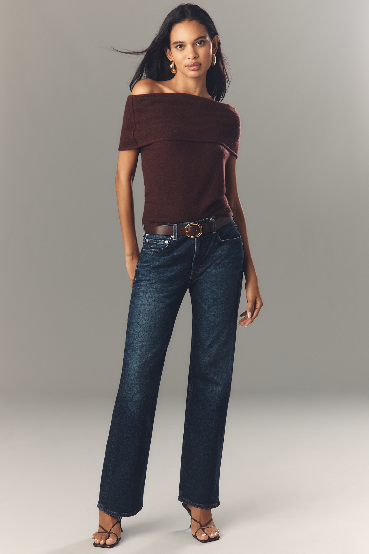 Pilcro Cashmere Off-The-Shoulder Sweater Top