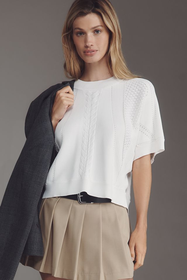 By Anthropologie Cabled Batwing Crop Sweater #2