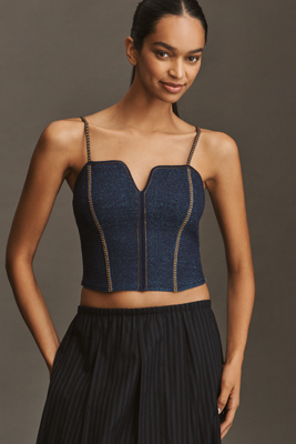 Pilcro Crop Corset Sweater Tank Top In Blue