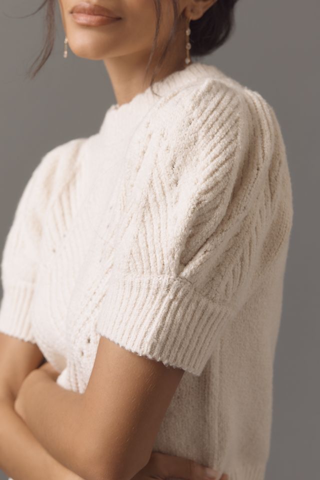 By Anthropologie Short-Sleeve Pointelle Sweater #3