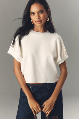 By Anthropologie Crew-neck Knitted T-shirt In White