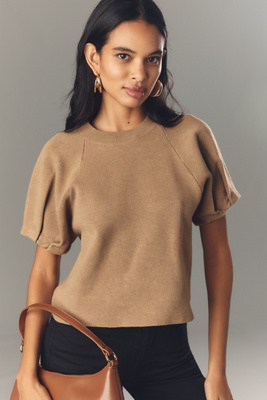 By Anthropologie Crew-neck Sweater Tee In Sand