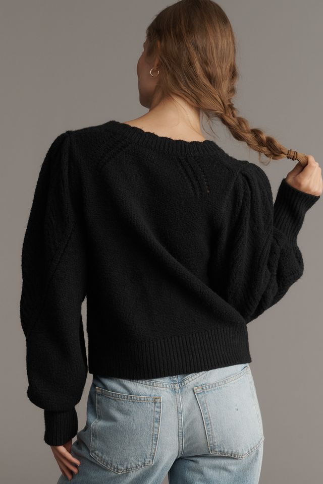 By Anthropologie Pointelle Scalloped Cardigan Sweater #1