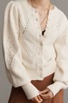 By Anthropologie Pointelle Scalloped Cardigan Sweater