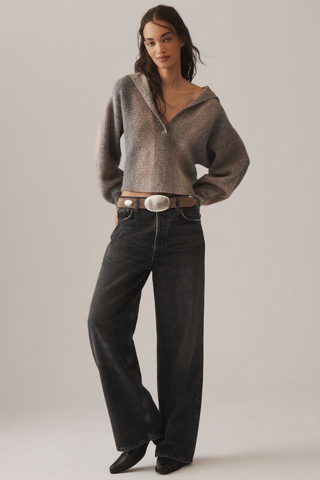 Pilcro Henley Ribbed Pullover Sweater #1
