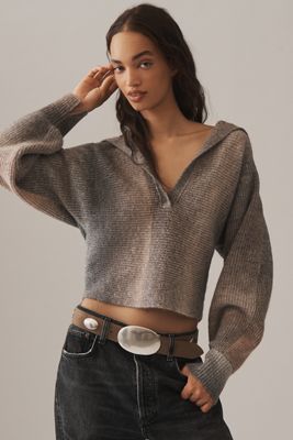 Pilcro Henley Ribbed Pullover Sweater