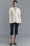 Maeve Puff-Sleeve Heart-Button Cardigan Sweater