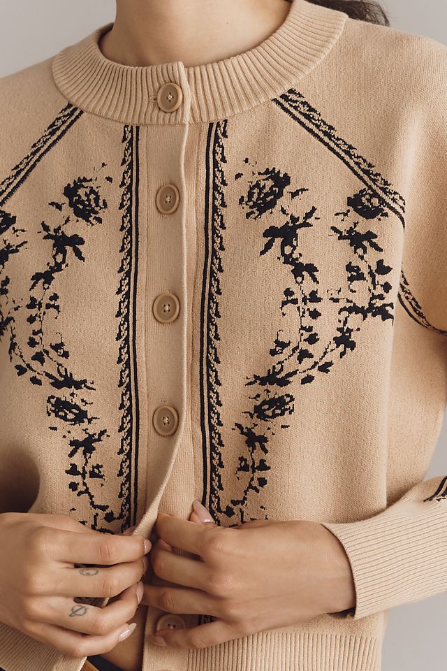 By Anthropologie Sculpted Puff-Sleeve Cardigan Sweater #1
