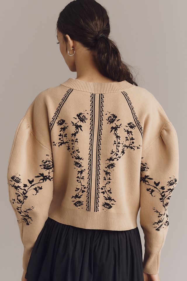 By Anthropologie Sculpted Puff-Sleeve Cardigan Sweater #2