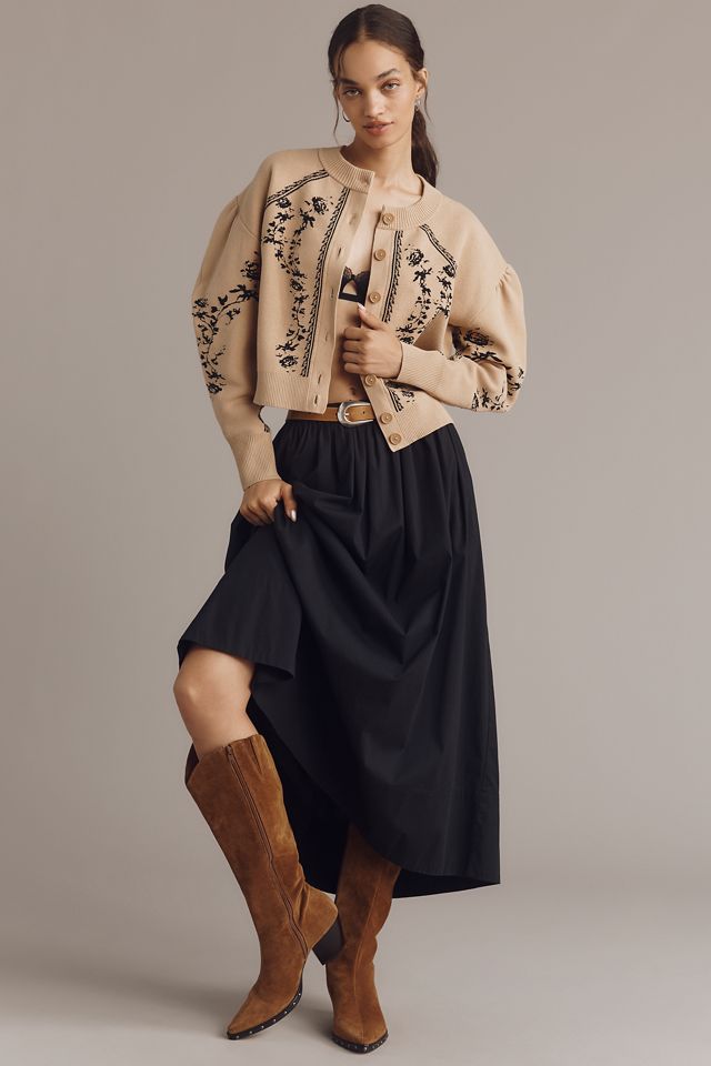 By Anthropologie Sculpted Puff-Sleeve Cardigan Sweater #3