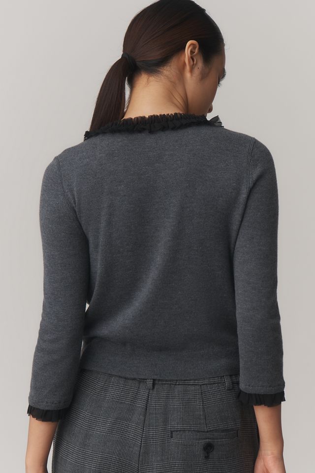 Maeve Ruched & Ruffled Cardigan Sweater #1
