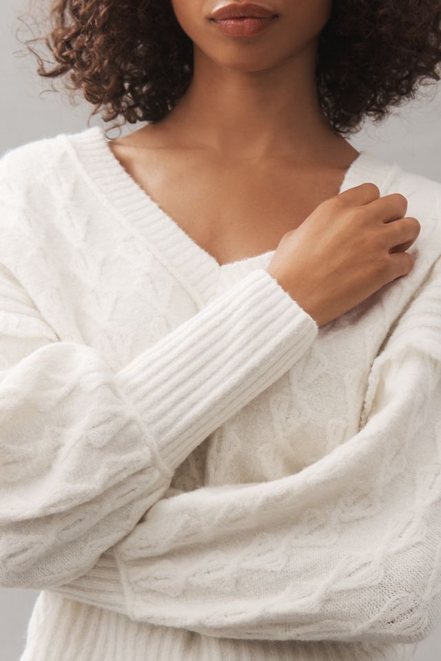 Pilcro V-Neck Drop Shoulder Cable Sweater #3