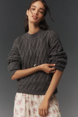 By Anthropologie Mock-Neck Cable-Knit Sweater