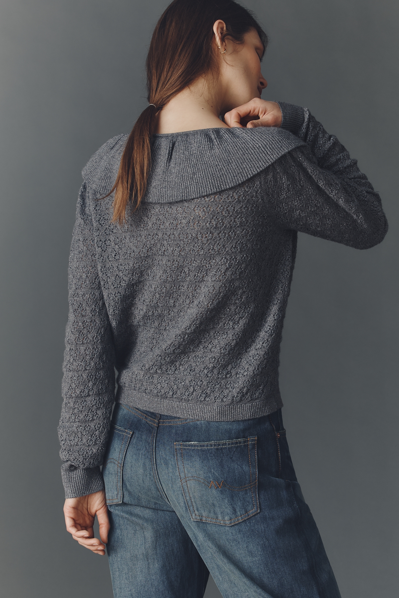Maeve Pointelle Wool-Blend Cardigan Sweater