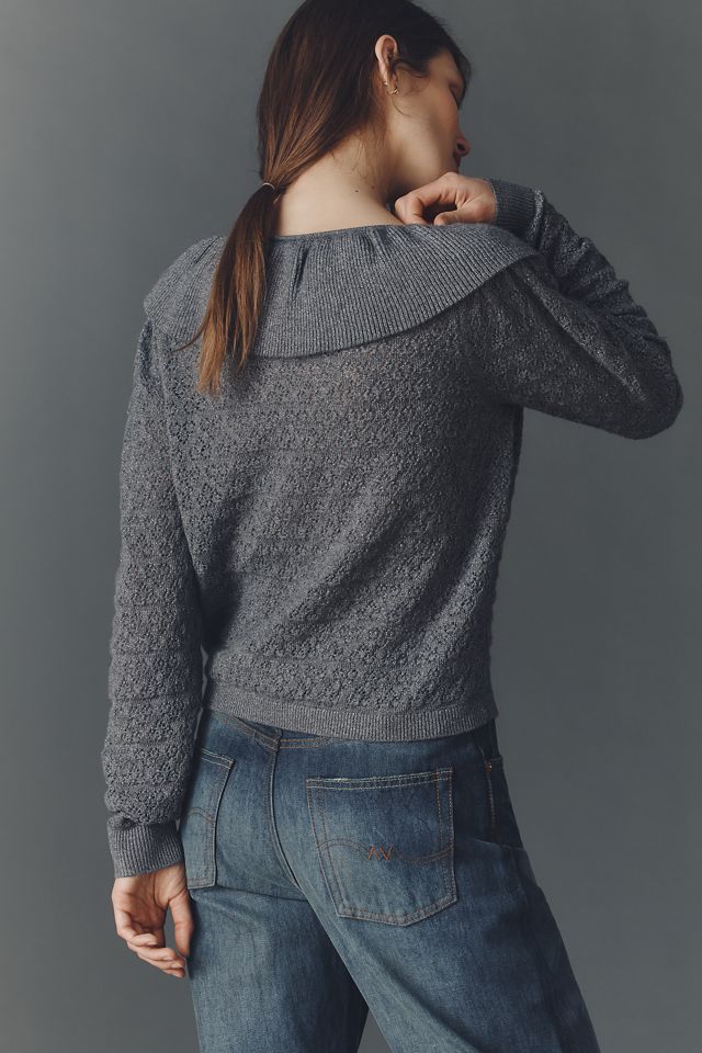 Maeve Pointelle Wool-Blend Cardigan Sweater #1