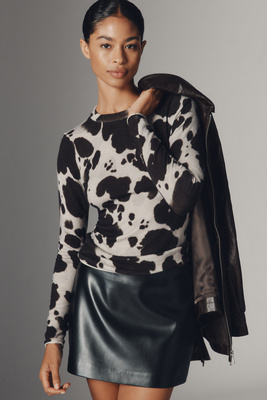 Maeve Crew-Neck Cow Print Sweater product page