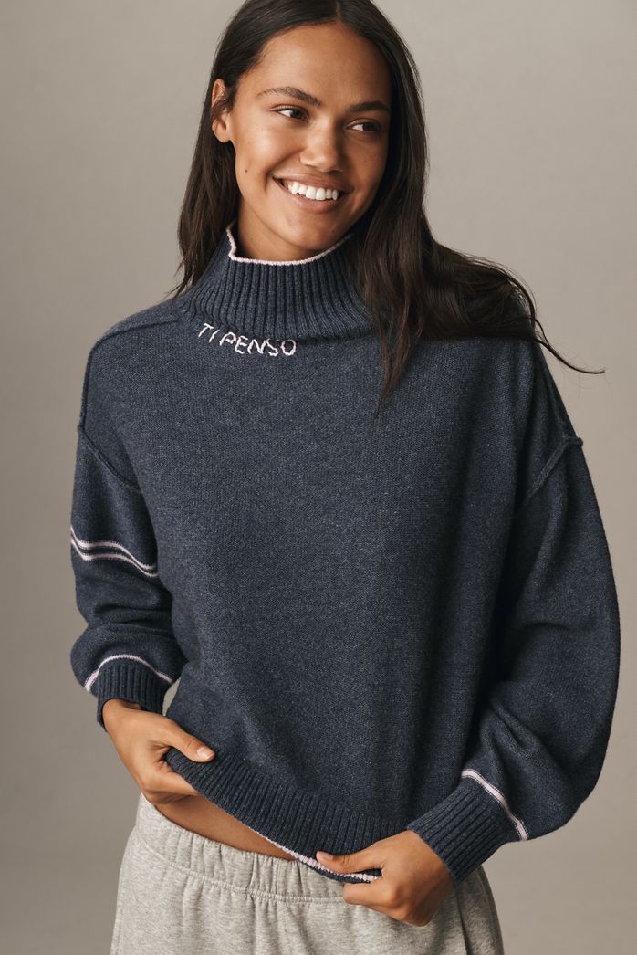 Pilcro Wool-Cashmere Tipped Turtleneck Jumper
