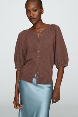 By Anthropologie Puff-Sleeve Cardigan Sweater
