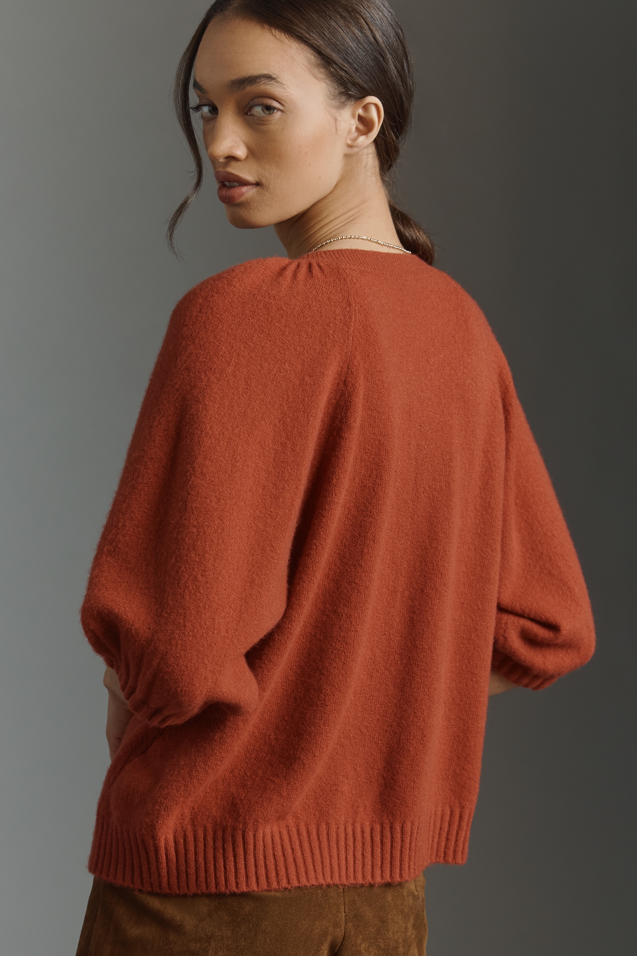 By Anthropologie Puff-Sleeve Cardigan Sweater