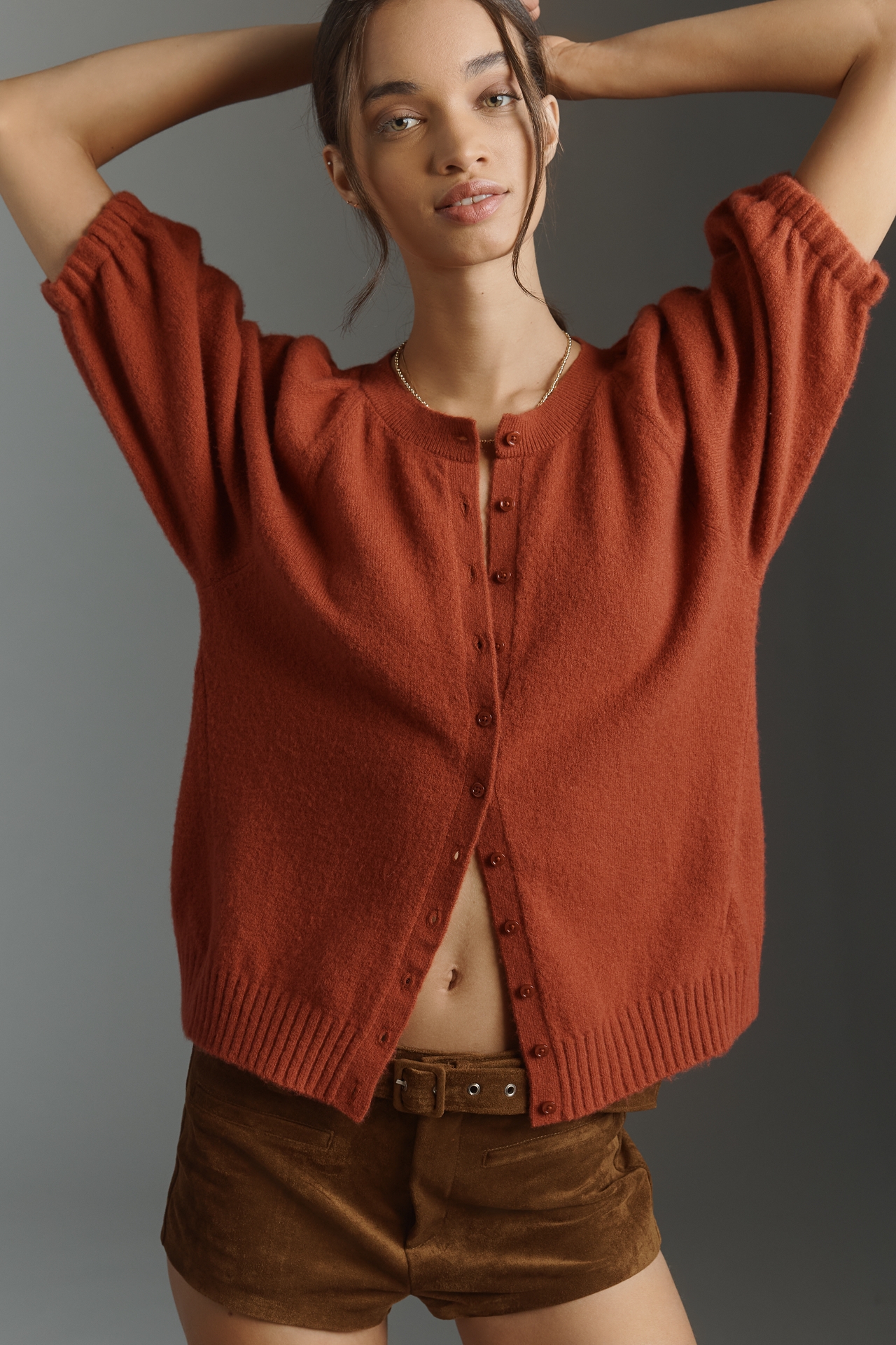 By Anthropologie Puff-Sleeve Cardigan Sweater