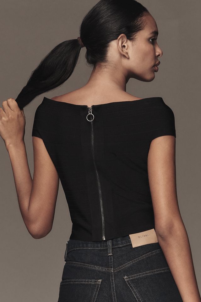 By Anthropologie Off-The-Shoulder Bandage Cropped Sweater #3