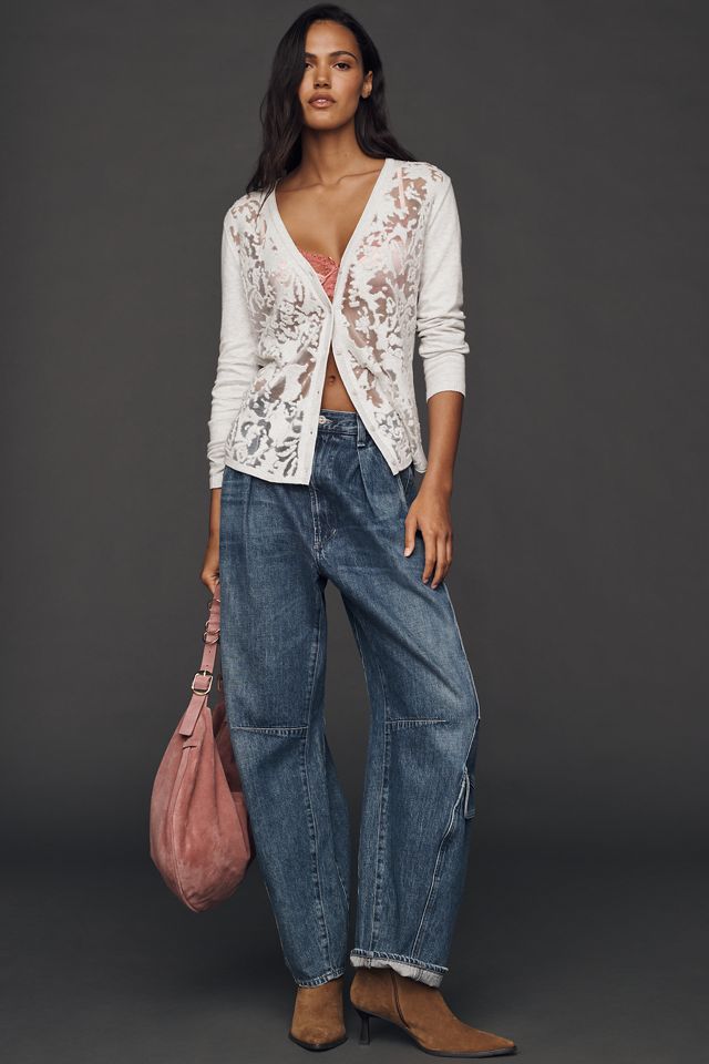 By Anthropologie Sheer Burnout Cardigan Sweater #2