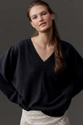 By Anthropologie Cashmere Blend Oversized Sweater In Black