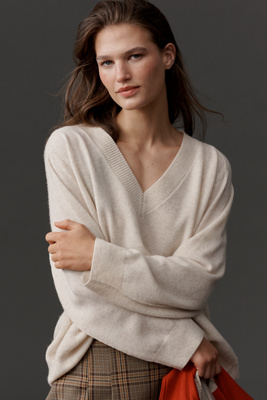 By Anthropologie Cashmere Blend Oversized Sweater In Sand